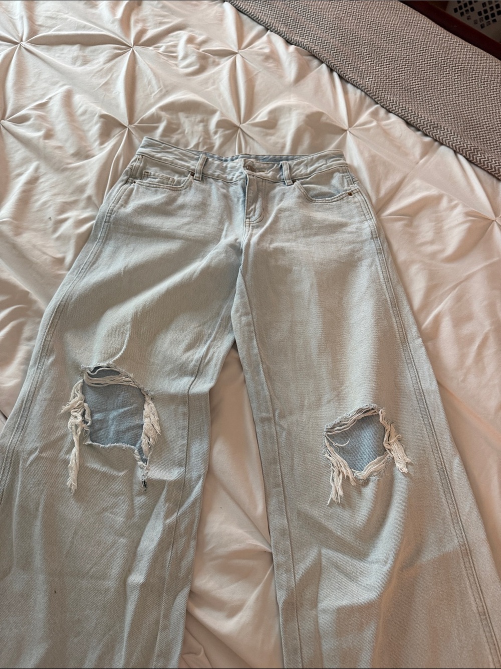 PacSun Light Blue Distressed Wide-Leg Jeans
